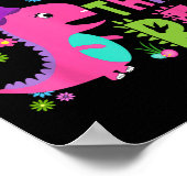 Grammy voor de Three Rex Dinosaur T-Rex 3rd Birthd Poster (Hoek)