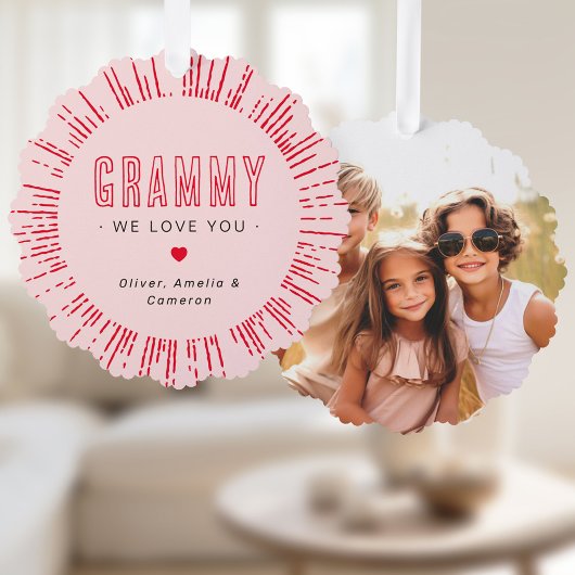 Grammy we houden van je foto harten roze moederdag ornament kaart
