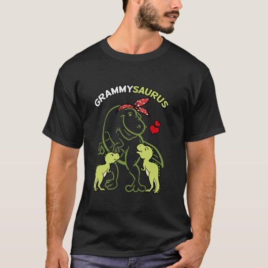 Grammysaurus Grammy 2 Kinder dinosaurus Moederdag T-shirt (Voorkant)