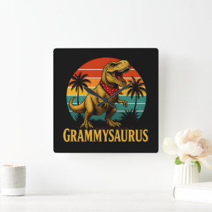 Grammysaurus T Rex Dinosaur Grammy Moederdag Vierkante Klok