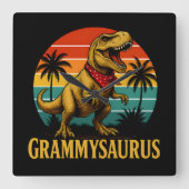 Grammysaurus T Rex Dinosaur Grammy Moederdag Vierkante Klok (Voorkant)