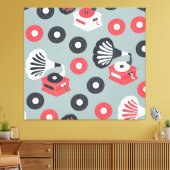 Gramofoon Hand-getekende naadloze kunst Canvas Afdruk (Insitu (Woonkamer))