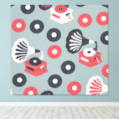 Gramofoon Hand-getekende naadloze kunst Canvas Afdruk (Insitu (Houten vloer))