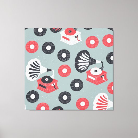 Gramofoon Hand-getekende naadloze kunst Canvas Afdruk (Voorkant)