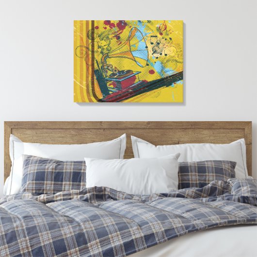 Gramofoon retro canvas print poster (Insitu (Slaapkamer))