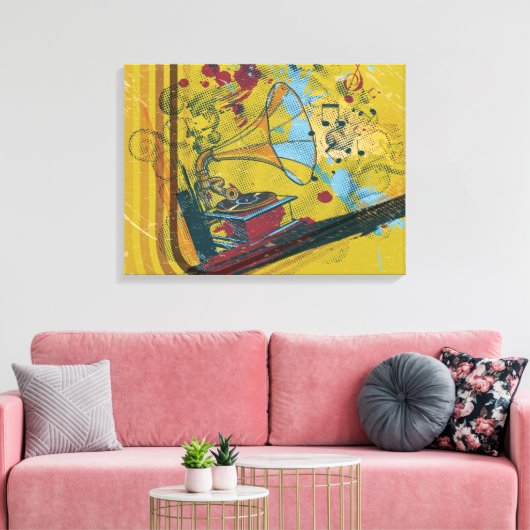 Gramofoon retro canvas print poster (Insitu (Woonkamer))