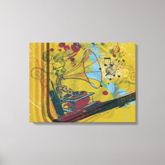 Gramofoon retro canvas print poster (Voorkant)