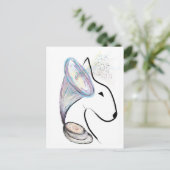Gramophone Bull Terrier Muziek Surreal huisdier ku Briefkaart (Staand voorkant)