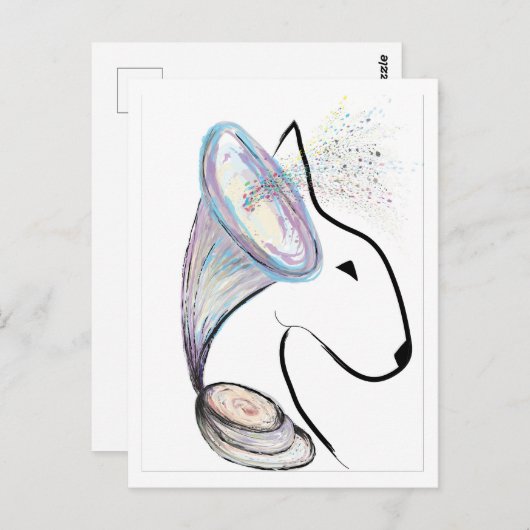 Gramophone Bull Terrier Muziek Surreal huisdier ku Briefkaart (Voorkant / Achterkant)