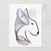 Gramophone Bull Terrier Muziek Surreal huisdier ku Briefkaart (Voorkant)
