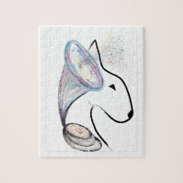 Gramophone Bull Terrier Muziek Surreal huisdier ku Legpuzzel