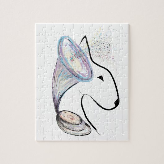 Gramophone Bull Terrier Muziek Surreal huisdier ku Legpuzzel (Verticaal)