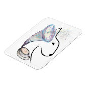 Gramophone Bull Terrier Muziek Surreal huisdier ku Magneet (Linkerzijde)