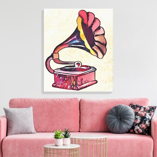 Gramophone Canvas Afdruk (Insitu (Woonkamer))