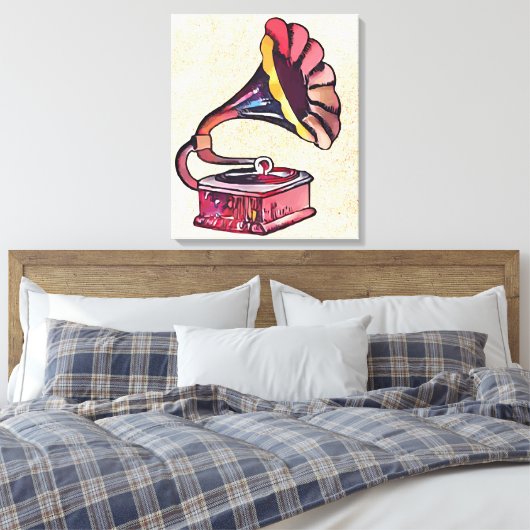 Gramophone Canvas Afdruk (Insitu (Slaapkamer))