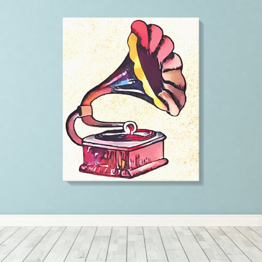 Gramophone Canvas Afdruk (Insitu (Houten vloer))