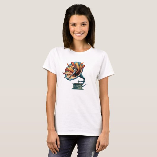 Gramophone dansen door de melodie t-shirt (Voorkant volledig)