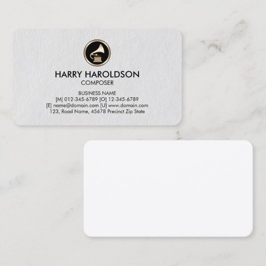 Gramophone Icon Composer Premium Business Card Visitekaartje (Voorkant / Achterkant)