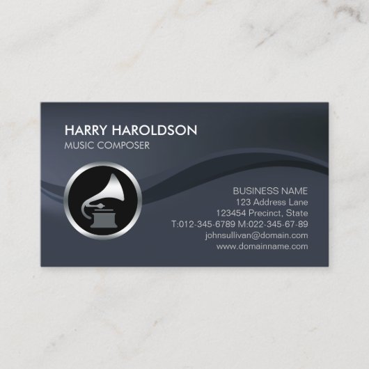 Gramophone Icon Music Composer Business Card Visitekaartje (Voorkant)