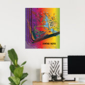 Gramophone op regenboogretro aangepast poster voor (Thuiskantoor)