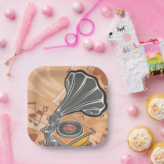 Gramophone Papieren Bordje (Feest)