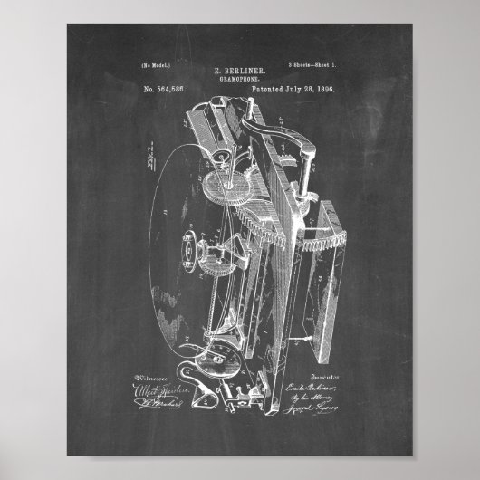 Gramophone Patent - Chalkboard Poster (Voorkant)