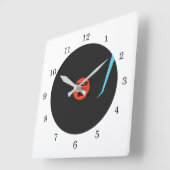 Gramophone Record Clock - Disco 80' Dance Party Vierkante Klok (Hoek)