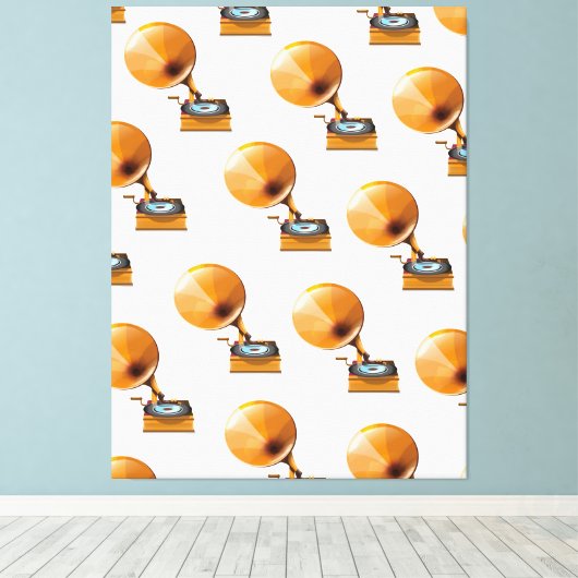 Gramophone Record Patroon. Canvas Afdruk (Insitu (Houten vloer))