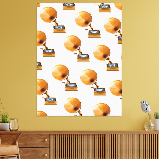 Gramophone Record Patroon. Canvas Afdruk (Insitu (Woonkamer))