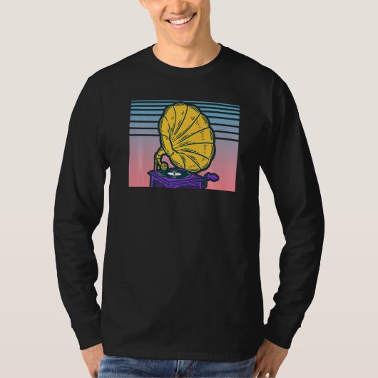 Gramophone Record Player Vaporwave esthetische fon T-shirt (Voorkant)