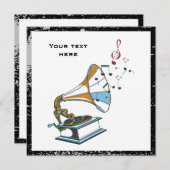 Gramophone retro aangepaste uitnodiging (Voorkant / Achterkant)