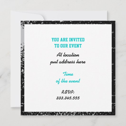 Gramophone retro aangepaste uitnodiging (Achterkant)