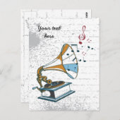 Gramophone retro custom briefkaart (Voorkant / Achterkant)