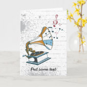 Gramophone retro custom wenskaart kaart (Gele Bloem)