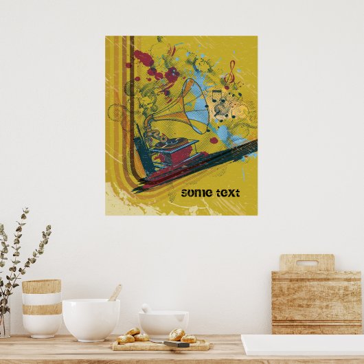 Gramophone retro poster voor aangepaste afdrukken (Keuken)