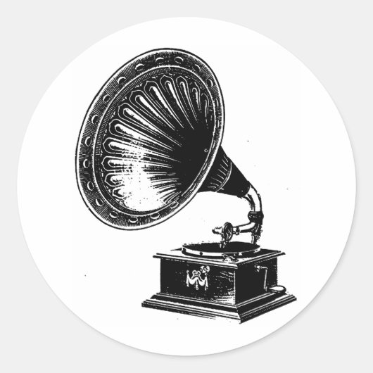Gramophone Ronde Sticker (Voorkant)