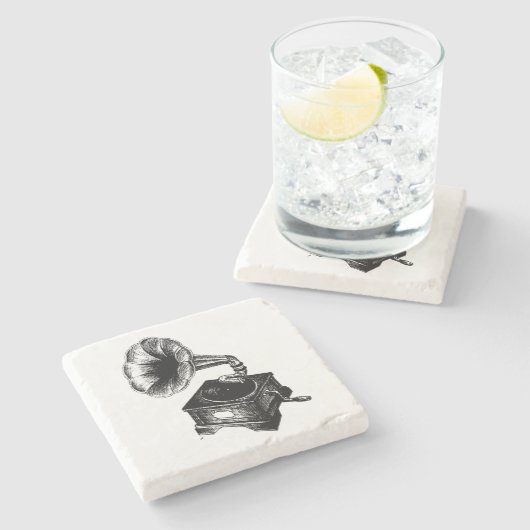  Gramophone Stenen Onderzetter (Zijkant)