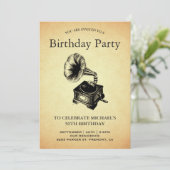  Gramophone verjaardagsfeestje Kaart (Staand voorkant)