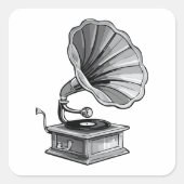 Gramophone Vierkante Sticker (Voorkant)