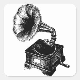  Gramophone Vierkante Sticker