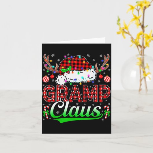 Gramp Claus Christmas Lights Matching Family Xmas  Kaart (Gele Bloem)
