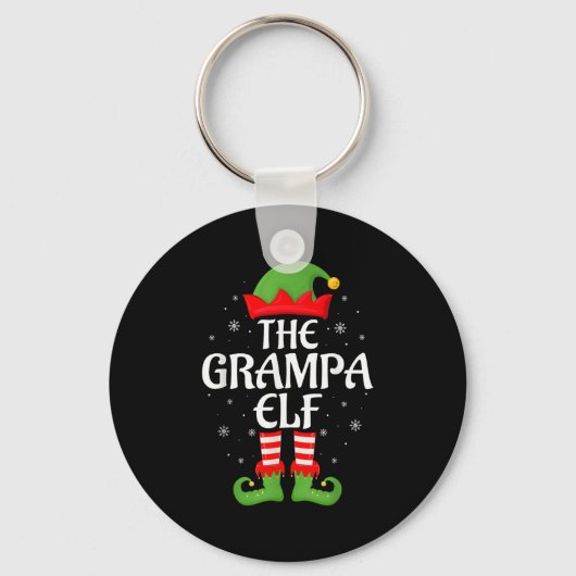 Grampa Elf Kerstfamilie Matching Elf Squad Kerst Sleutelhanger (Voorkant)