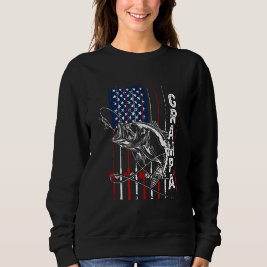 Grampa Fishing American Flag Vintage Trui (Voorkant)