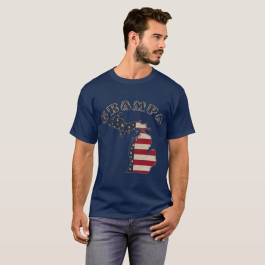Grampa | Grunge Americana Michigan T-shirt (Voorkant volledig)