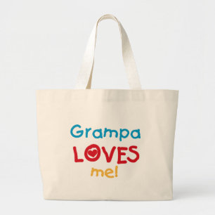 Grampa Loves Me T-shirts en geschenken Grote Tote Bag