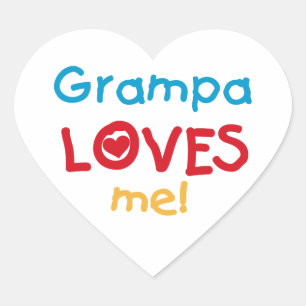 Grampa Loves Me T-shirts en geschenken Hart Sticker