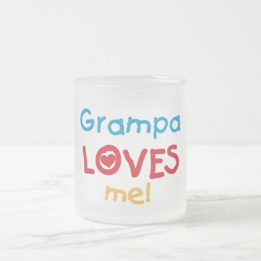 Grampa Loves Me T-shirts en geschenken Matglas Koffiemok (Center)
