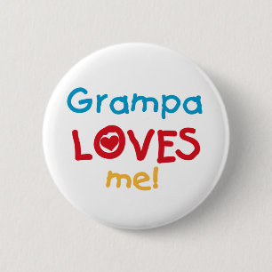 Grampa Loves Me T-shirts en geschenken Ronde Button 5,7 Cm