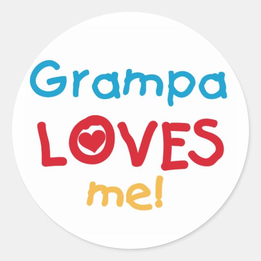 Grampa Loves Me T-shirts en geschenken Ronde Sticker (Voorkant)
