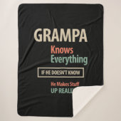 Grampa weet alles | Grootvader Gift Sherpa Deken (Voorkant)